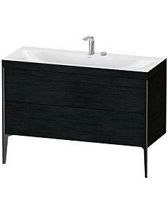 Duravit XViu vanity unit XV4712EB216C 120x48cm, 2 drawers, 2 tap holes, matt black, Rahmen C, black oak