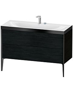 Duravit XViu vanity unit XV4712EB216P 120x48cm, 2 drawers, 2 tap holes, matt black, Rahmen P, black oak