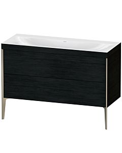 Duravit XViu vanity unit XV4712NB116C 120x48cm, 2 drawers, without tap hole, matt champagne, Rahmen C, black oak