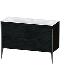 Duravit XViu vanity unit XV4712NB216C 120x48cm, 2 drawers, without tap hole, matt black, Rahmen C, black oak