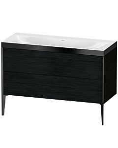 Duravit XViu vanity unit XV4712NB216P 120x48cm, 2 drawers, without tap hole, matt black, Rahmen P, black oak