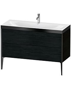 Duravit XViu vanity unit XV4712OB216P 120x48cm, 2 drawers, 2000 tap hole, matt black, Rahmen P, black oak