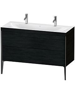 Duravit Meuble sous-vasque XViu XV4713OB216C 120x48cm, 2 coulissants, sans trou pour robinet, noir mat, Rahmen C, chêne noir