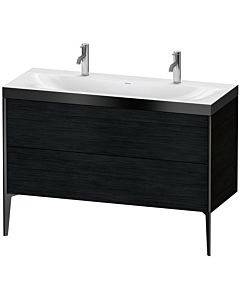 Duravit XViu vanity unit XV4713OB216P 120x48cm, 2 pull-outs, without tap hole, matt black, Rahmen P, black oak