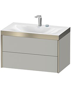 Duravit XViu Waschtisch-Unterschrank XV4615EB107P 80x48cm, 2 Schubkästen, 2 Hahnlöcher, champagner matt, Rahmen P, betongrau matt