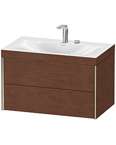 Duravit XViu Waschtisch-Unterschrank XV4615EB113C 80x48cm, 2 Schubkästen, 2 Hahnlöcher, champagner matt, Rahmen C, amerikanischer nussbaum
