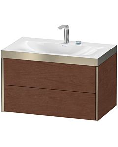 Duravit XViu Waschtisch-Unterschrank XV4615EB113P 80x48cm, 2 Schubkästen, 2 Hahnlöcher, champagner matt, Rahmen P, amerikanischer nussbaum