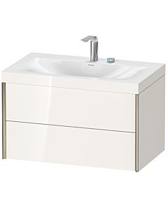 Duravit Meuble sous-vasque XViu XV4615EB122C 80x48cm, 2 tiroirs, 2 trous pour robinetterie, champagne mat, Rahmen C, blanc brillant