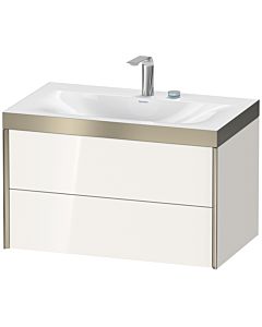 Duravit XViu Waschtisch-Unterschrank XV4615EB122P 80x48cm, 2 Schubkästen, 2 Hahnlöcher, champagner matt, Rahmen P, weiß hochglanz