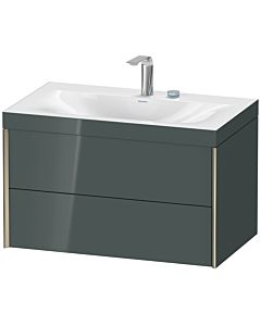 Duravit XViu vanity unit XV4615EB138C 80x48cm, 2 drawers, 2 tap holes, matt champagne, Rahmen C, dolomiti gray high gloss
