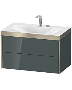 Duravit Meuble sous-vasque XViu XV4615EB138P 80x48cm, 2 tiroirs, 2 trous pour robinetterie, champagne mat, Rahmen P, gris dolomiti brillant