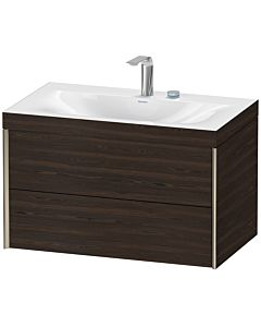 Duravit XViu Waschtisch-Unterschrank XV4615EB169C 80x48cm, 2 Schubkästen, 2 Hahnlöcher, champagner matt, Rahmen C, nussbaum gebürstet