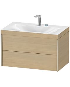 Duravit XViu Waschtisch-Unterschrank XV4615EB171C 80x48cm, 2 Schubkästen, 2 Hahnlöcher, champagner matt, Rahmen C, mediterrane eiche