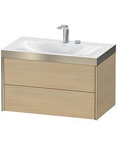 Duravit Meuble sous-vasque XViu XV4615EB171P 80x48cm, 2 tiroirs, 2 trous pour robinetterie, champagne mat, Rahmen P, Chêne méditerranéen