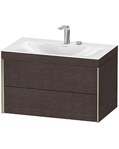 Duravit XViu vanity unit XV4615EB172C 80x48cm, 2 drawers, 2 tap holes, matt champagne, Rahmen C, brushed dark oak
