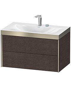 Duravit Meuble sous-vasque XViu XV4615EB172P 80x48cm, 2 tiroirs, 2 trous pour robinetterie, champagne mat, Rahmen P, chêne foncé brossé