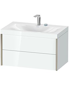 Duravit Meuble sous-vasque XViu XV4615EB185C 80x48cm, 2 tiroirs, 2 trous pour robinetterie, champagne mat, Rahmen C, blanc brillant