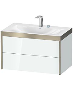 Duravit XViu Waschtisch-Unterschrank XV4615EB185P 80x48cm, 2 Schubkästen, 2 Hahnlöcher, champagner matt, Rahmen P, weiß hochglanz