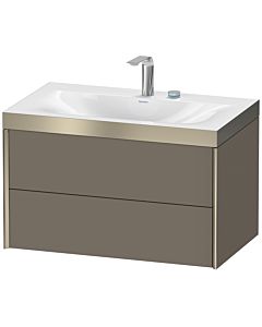 Duravit Meuble sous-vasque XViu XV4615EB190P 80x48cm, 2 tiroirs, 2 trous pour robinetterie, champagne mat, Rahmen P, flanelle gris soie mat