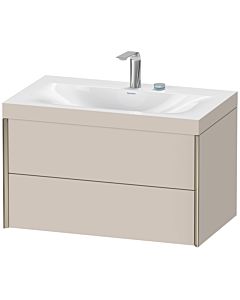 Duravit XViu Waschtisch-Unterschrank XV4615EB191C 80x48cm, 2 Schubkästen, 2 Hahnlöcher, champagner matt, Rahmen C, taupe matt