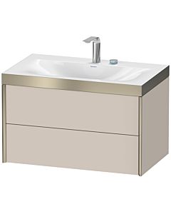 Duravit Meuble sous-vasque XViu XV4615EB191P 80x48cm, 2 tiroirs, 2 trous pour robinetterie, champagne mat, Rahmen P, taupe mat