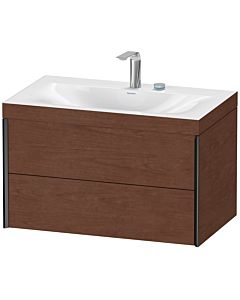 Duravit XViu vanity unit XV4615EB213C 80x48cm, 2 drawers, 2 tap holes, matt black, Rahmen C, American walnut