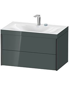 Duravit XViu vanity unit XV4615EB238C 80x48cm, 2 drawers, 2 tap holes, matt black, Rahmen C, dolomiti gray high gloss