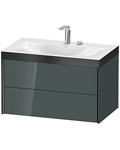 Duravit XViu vanity unit XV4615EB238P 80x48cm, 2 drawers, 2 tap holes, matt black, Rahmen P, dolomiti gray high gloss