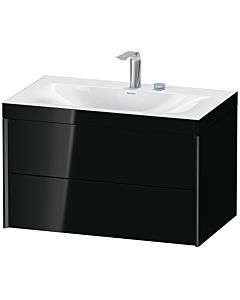 Duravit Meuble sous-vasque XViu XV4615EB240C 80x48cm, 2 tiroirs, 2 trous pour robinetterie, noir mat, Rahmen C, noir brillant