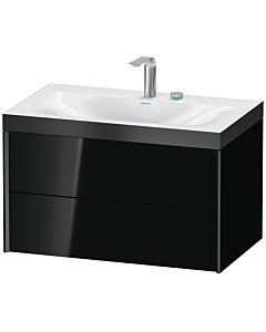 Duravit XViu Waschtisch-Unterschrank XV4615EB240P 80x48cm, 2 Schubkästen, 2 Hahnlöcher, schwarz matt, Rahmen P, schwarz hochglanz
