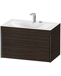 Duravit XViu vanity unit XV4615EB269C 80x48cm, 2 drawers, 2 tap holes, matt black, Rahmen C, brushed walnut