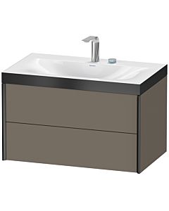 Duravit Meuble sous-vasque XViu XV4615EB290P 80x48cm, 2 tiroirs, 2 trous pour robinetterie, noir mat, Rahmen P, flanelle gris soie mat