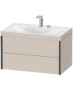 Duravit Meuble sous-vasque XViu XV4615EB291C 80x48cm, 2 tiroirs, 2 trous pour robinetterie, noir mat, Rahmen C, taupe mat