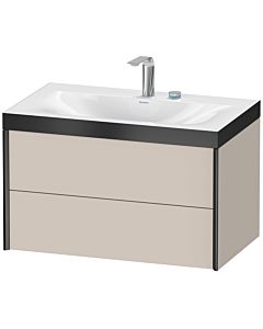 Duravit XViu Waschtisch-Unterschrank XV4615EB291P 80x48cm, 2 Schubkästen, 2 Hahnlöcher, schwarz matt, Rahmen P, taupe matt