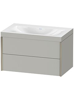 Duravit Meuble sous-vasque XViu XV4615NB107C 80x48cm, 2 tiroirs, sans trou pour robinet, champagne mat, Rahmen C, gris béton mat