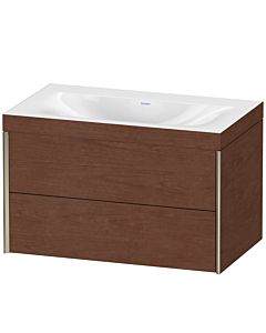 Duravit XViu vanity unit XV4615NB113C 80x48cm, 2 drawers, without tap hole, matt champagne, Rahmen C, American walnut