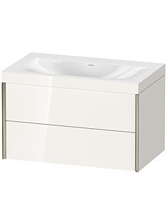 Duravit Meuble sous-vasque XViu XV4615NB122C 80x48cm, 2 tiroirs, sans trou pour robinet, champagne mat, Rahmen C, blanc brillant