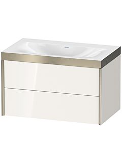 Duravit Meuble sous-vasque XViu XV4615NB122P 80x48cm, 2 tiroirs, sans trou pour robinet, champagne mat, Rahmen P, blanc brillant