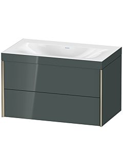Duravit XViu Waschtisch-Unterschrank XV4615NB138C 80x48cm, 2 Schubkästen, ohne Hahnloch, champagner matt, Rahmen C, dolomiti grey hochglanz
