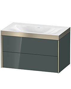 Duravit Meuble sous-vasque XViu XV4615NB138P 80x48cm, 2 tiroirs, sans trou pour robinet, champagne mat, Rahmen P, gris dolomiti brillant