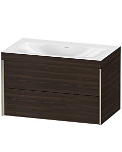 Duravit Meuble sous-vasque XViu XV4615NB169C 80x48cm, 2 tiroirs, sans trou pour robinet, champagne mat, Rahmen C, noyer brossé
