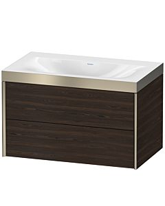 Duravit XViu Waschtisch-Unterschrank XV4615NB169P 80x48cm, 2 Schubkästen, ohne Hahnloch, champagner matt, Rahmen P, nussbaum gebürstet