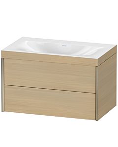 Duravit Meuble sous-vasque XViu XV4615NB171C 80x48cm, 2 tiroirs, sans trou pour robinet, champagne mat, Rahmen C, chêne méditerranéen