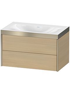 Duravit XViu Waschtisch-Unterschrank XV4615NB171P 80x48cm, 2 Schubkästen, ohne Hahnloch, champagner matt, Rahmen P, mediterrane eiche