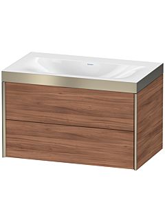 Duravit XViu vanity unit XV4615NB179P 80x48cm, 2 drawers, without tap hole, matt champagne, Rahmen P, natural walnut