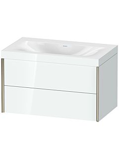 Duravit Meuble sous-vasque XViu XV4615NB185C 80x48cm, 2 tiroirs, sans trou pour robinet, champagne mat, Rahmen C, blanc brillant