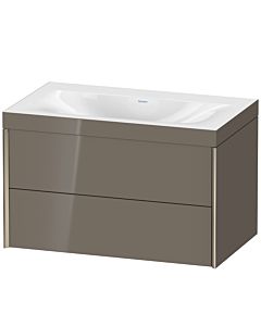 Duravit Meuble sous-vasque XViu XV4615NB189C 80x48cm, 2 tiroirs, sans trou pour robinet, champagne mat, Rahmen C, gris flanelle brillant