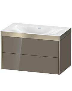 Duravit Meuble sous-vasque XViu XV4615NB189P 80x48cm, 2 tiroirs, sans trou pour robinet, champagne mat, Rahmen P, gris flanelle brillant