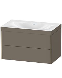 Duravit XViu vanity unit XV4615NB190C 80x48cm, 2 drawers, without tap hole, matt champagne, Rahmen C, flannel gray silk matt