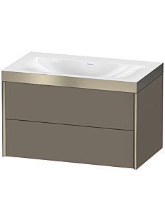 Duravit XViu vanity unit XV4615NB190P 80x48cm, 2 drawers, without tap hole, matt champagne, Rahmen P, flannel gray silk matt